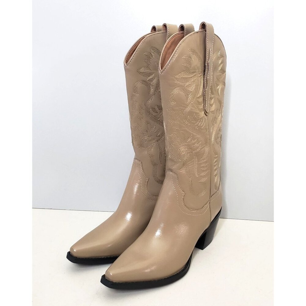 Free People Dagget Western Boots in Taupe Leather